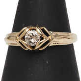 K18YG イエローゴールド ダイヤ0.20ct 1P リング 指輪 レディース 9号 【中古】